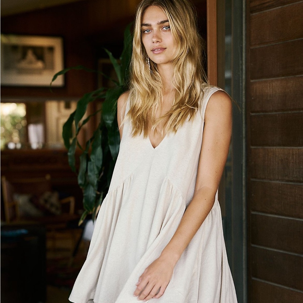 Free People On My Mind Mini Dress - Sand